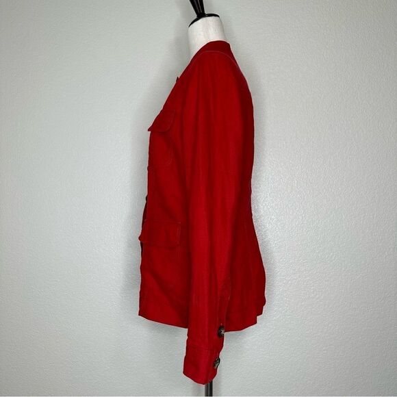 Dana Buchman 100% Linen Red Button Down Jacket Shacket - Picture 4 of 12